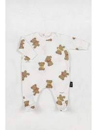 Orsetto, tutina baby bianca in cotone