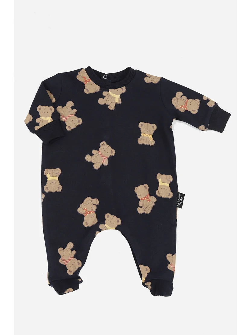 Orsetto, tutina baby blu in cotone