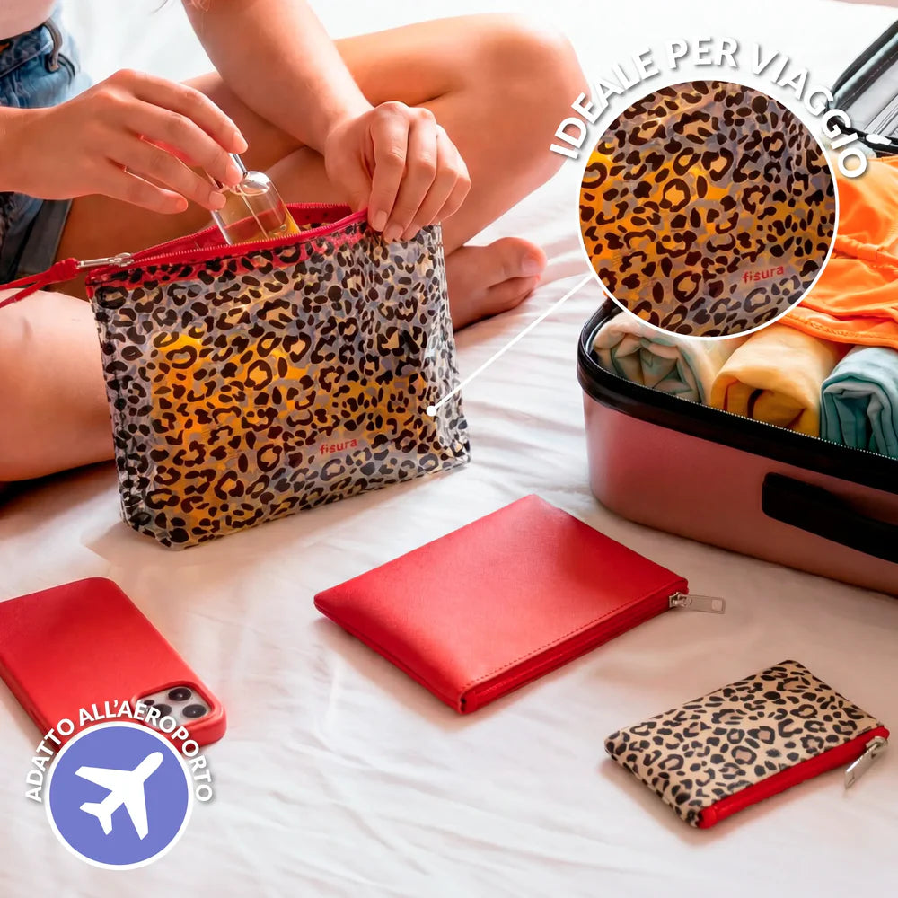 TRIPLE TOILET BAG LEOPARD
