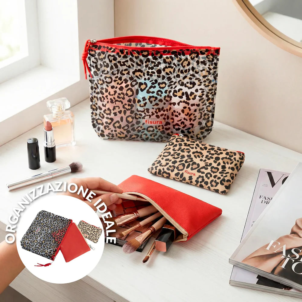 TRIPLE TOILET BAG LEOPARD