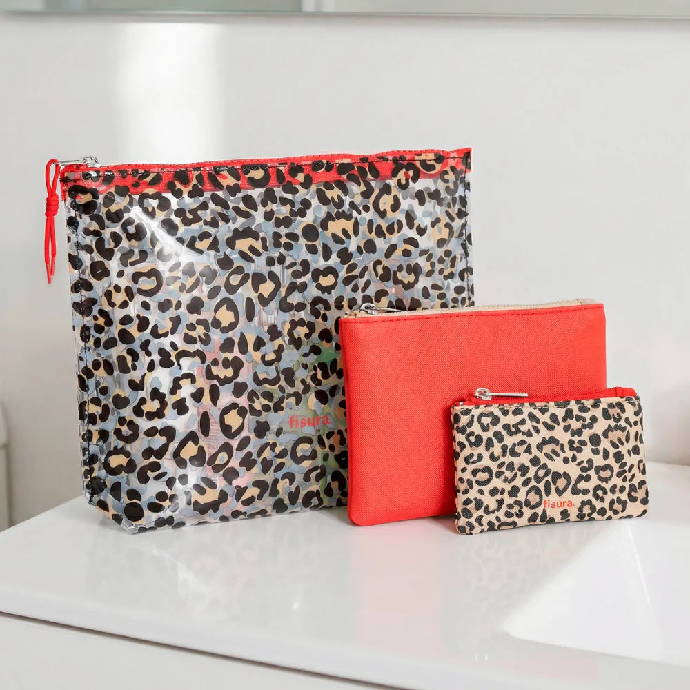 TRIPLE TOILET BAG LEOPARD