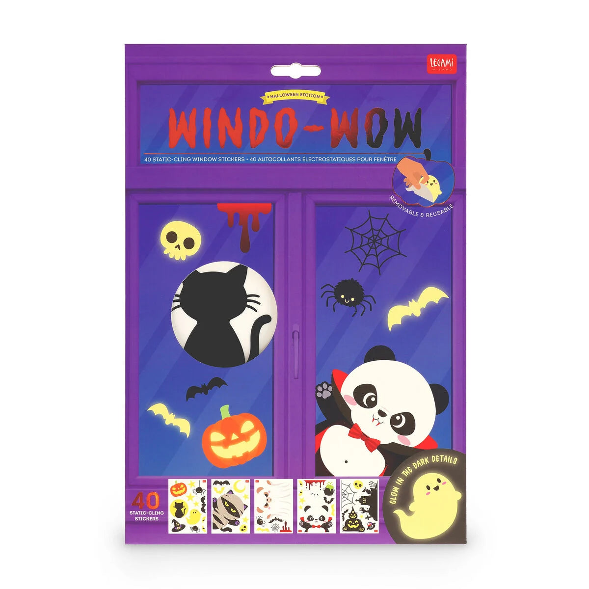 SET DI ADESIVI PER FINESTRE - WINDOW GLOW PUMPKIN