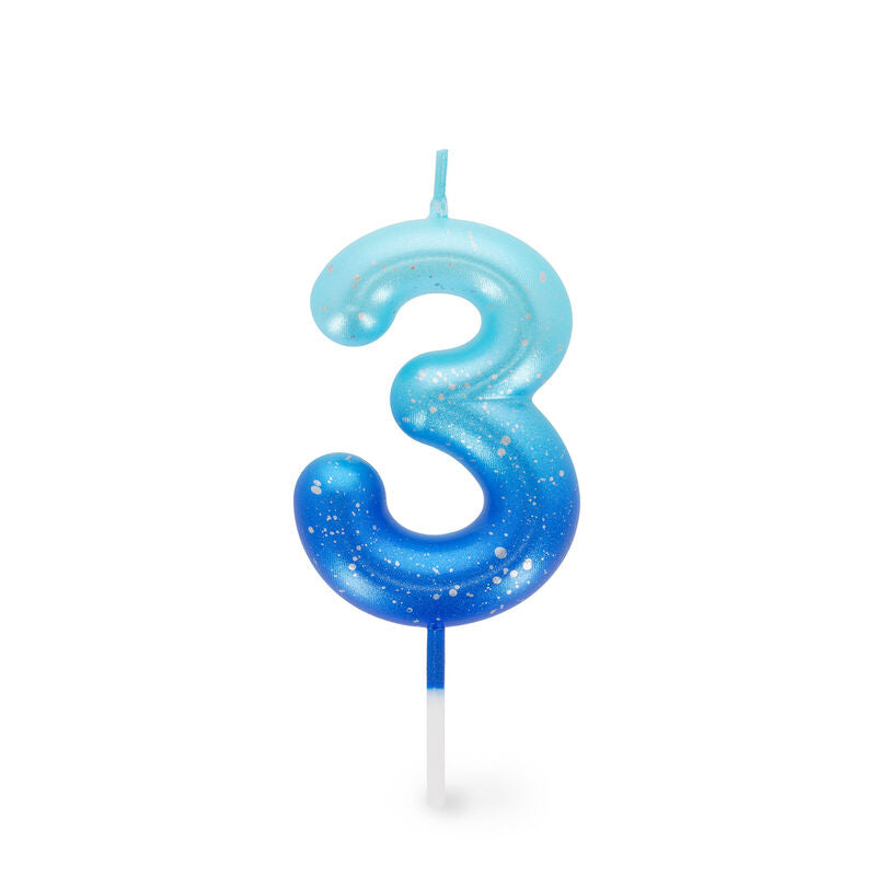 CANDELA PER TORTA - HAPPY BIRTHDAY CANDLE 3 BLUE