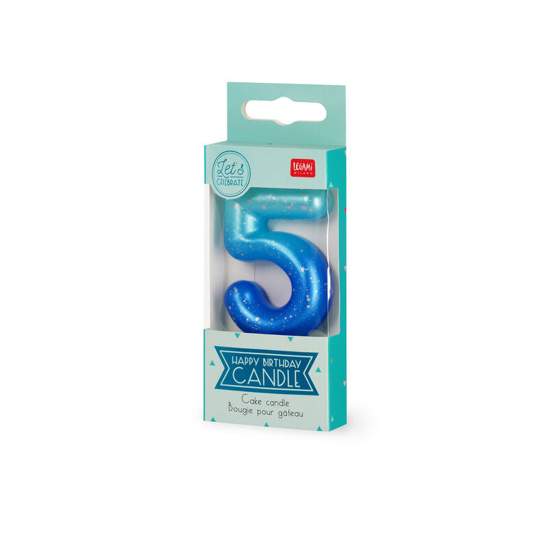 CANDELA PER TORTA - HAPPY BIRTHDAY CANDLE 5 BLUE