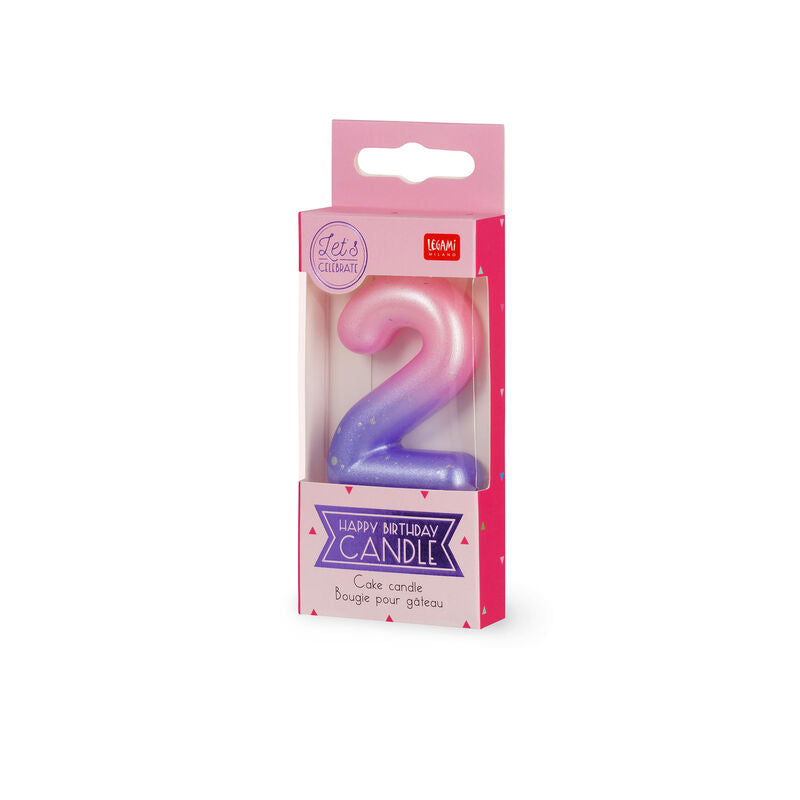 CANDELA PER TORTA - HAPPY BIRTHDAY CANDLE 2 PINK