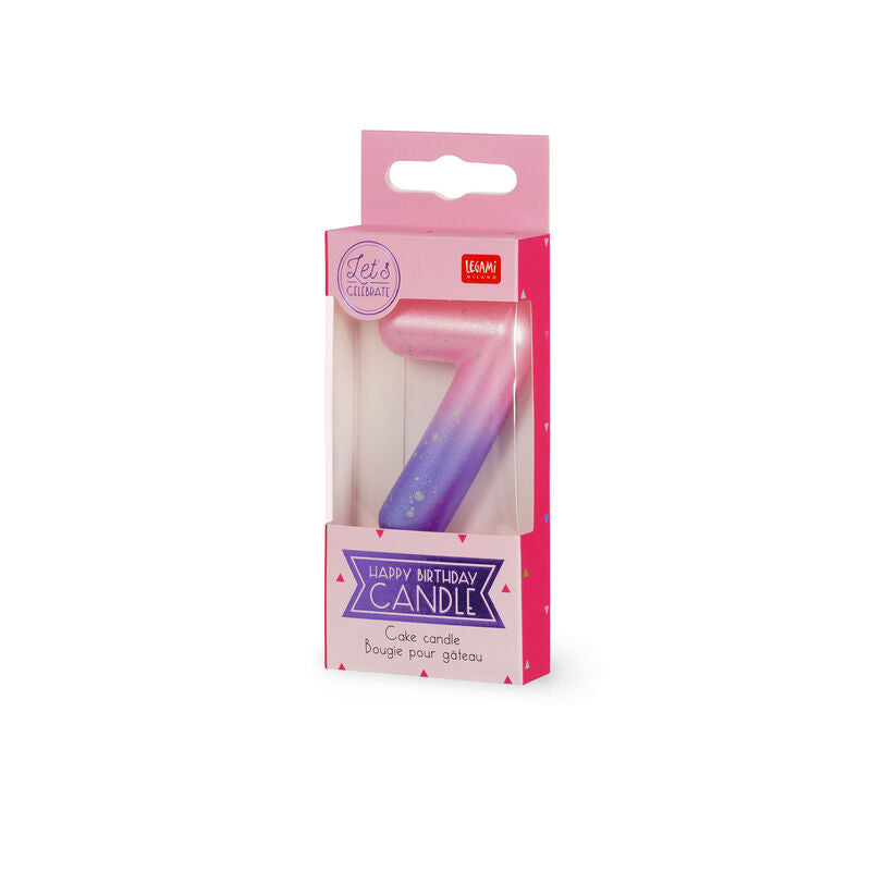 CANDELA PER TORTA - HAPPY BIRTHDAY CANDLE 7 PINK