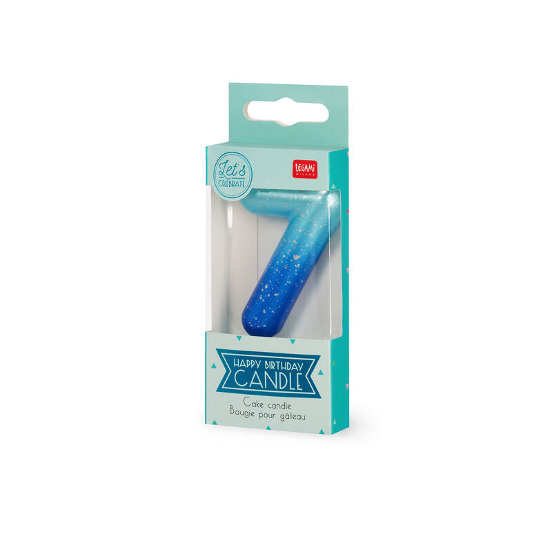 CANDELA PER TORTA - HAPPY BIRTHDAY CANDLE 7 BLUE