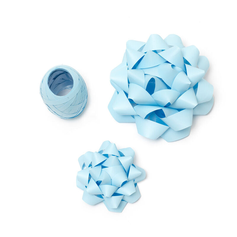 set di due fiocchi e un nastro azzurro
