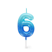 CANDELA PER TORTA - HAPPY BIRTHDAY CANDLE 6 BLUE