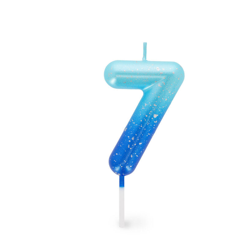 CANDELA PER TORTA - HAPPY BIRTHDAY CANDLE 7 BLUE