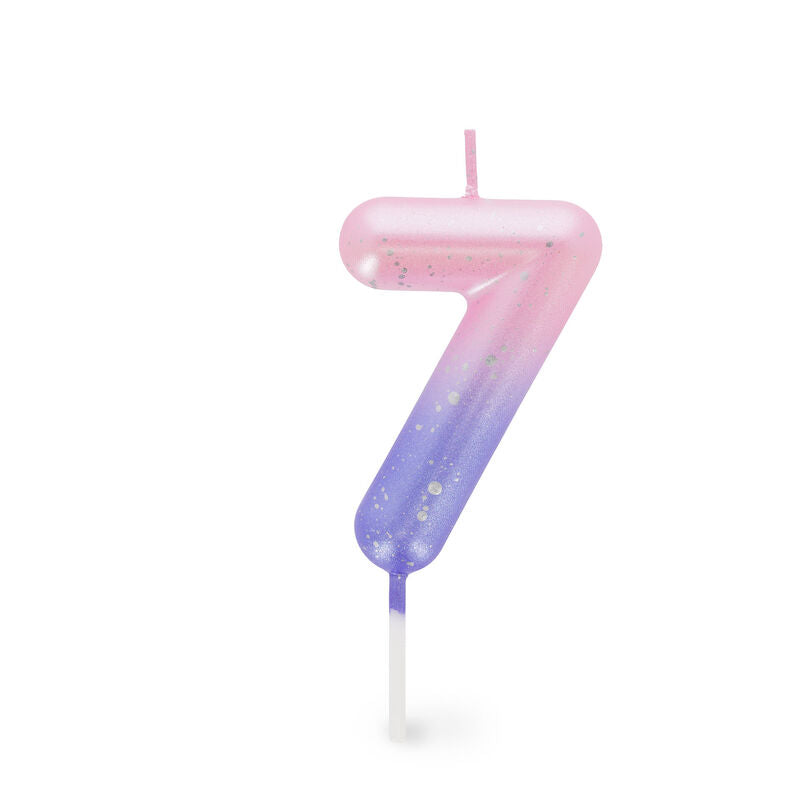 CANDELA PER TORTA - HAPPY BIRTHDAY CANDLE 7 PINK