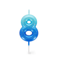 CANDELA PER TORTA - HAPPY BIRTHDAY CANDLE 8 BLUE