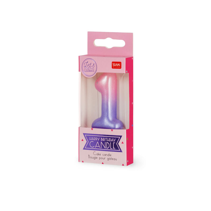 CANDELA PER TORTA - HAPPY BIRTHDAY CANDLE 1 PINK