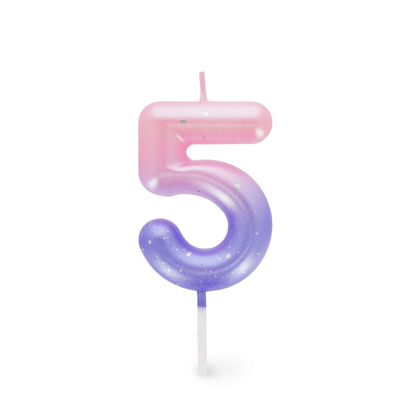 CANDELA PER TORTA - HAPPY BIRTHDAY CANDLE 5 PINK