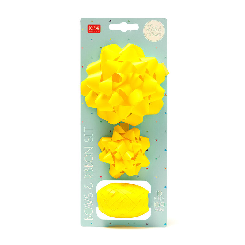 set di due fiocchi e un nastro giallo