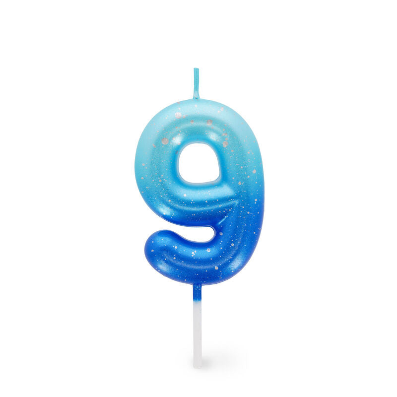 CANDELA PER TORTA - HAPPY BIRTHDAY CANDLE 9 BLUE