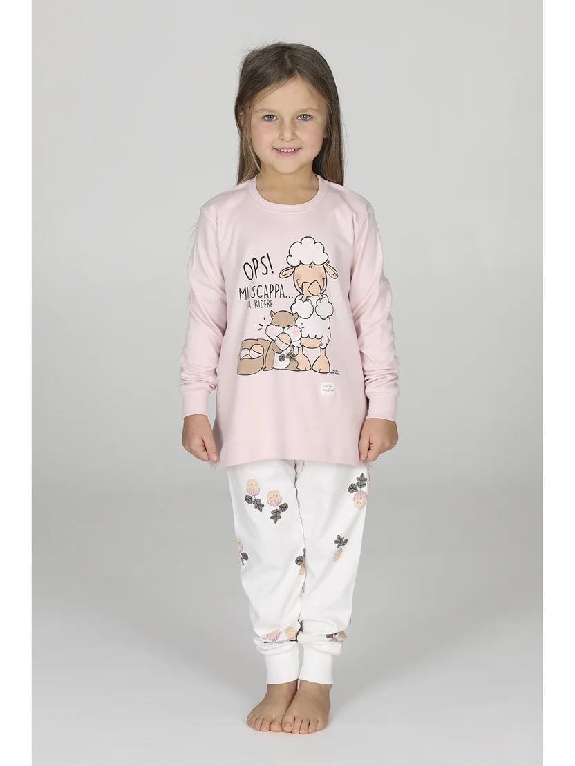 Sorrisi, pigiama girocollo bambina in cotone