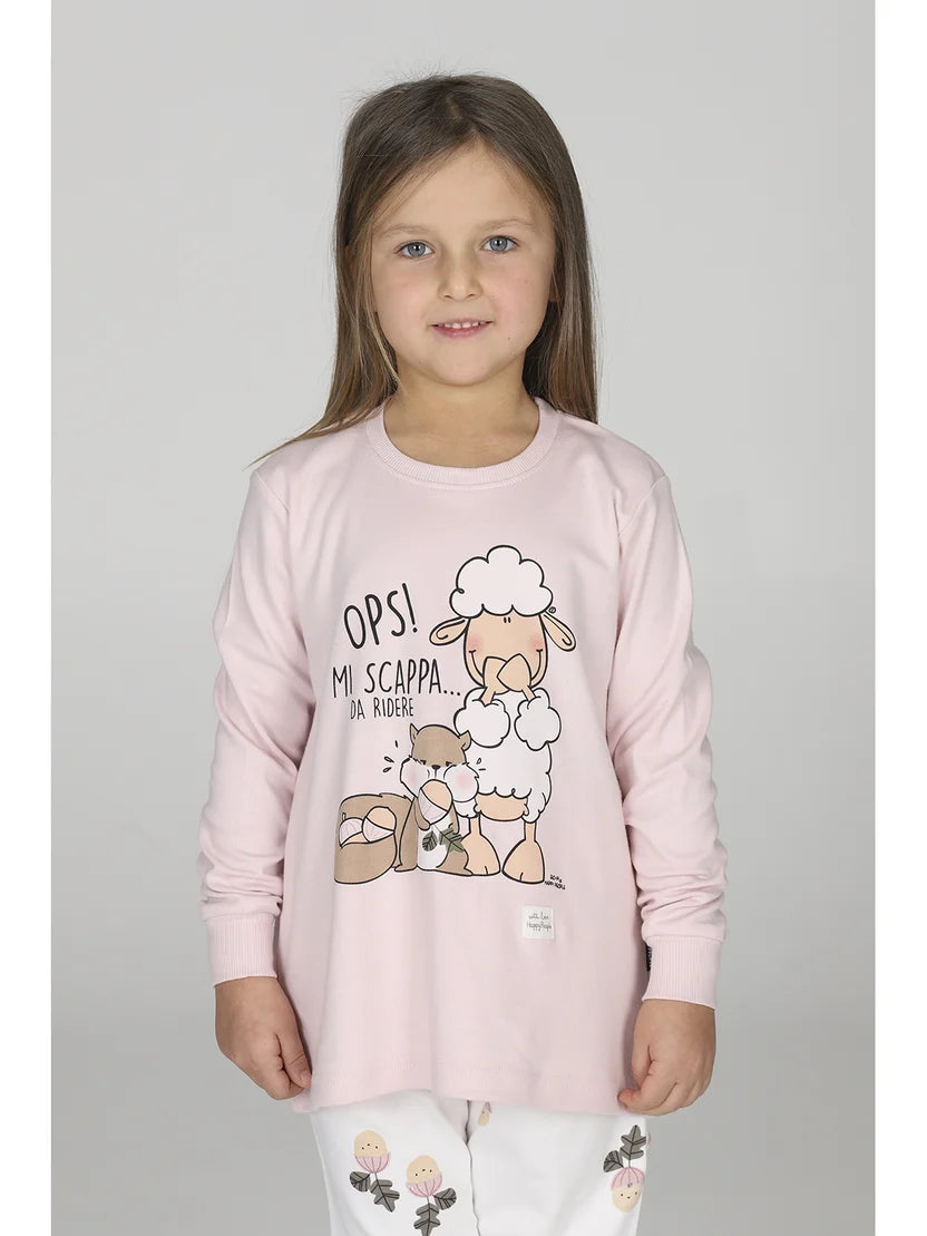 Sorrisi, pigiama girocollo bambina in cotone