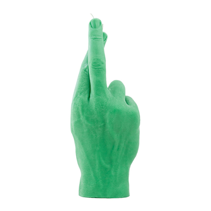 CROSSED FINGERS CANDLE HAND - GREEN