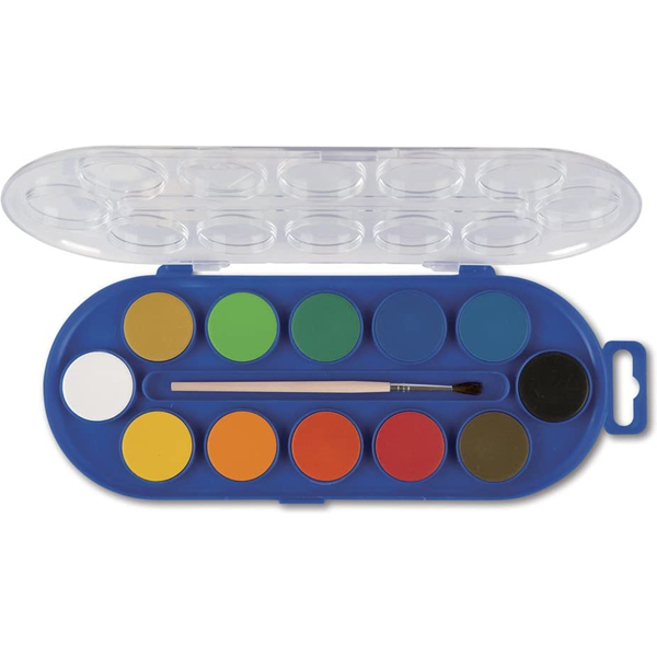 Confezione 12 acquarelli PRIMO, con pennello incluso.