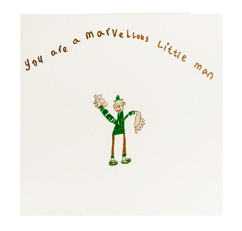 HANDPRINTED CARD - YOU ARE A MARVELLOUS LITTLE MAN
