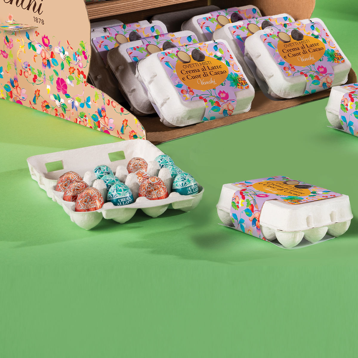 OVETTI DI CIOCCOLATO LATTE E CUOR DI CACAO IN PORTAOVETTI VENCHI 130G