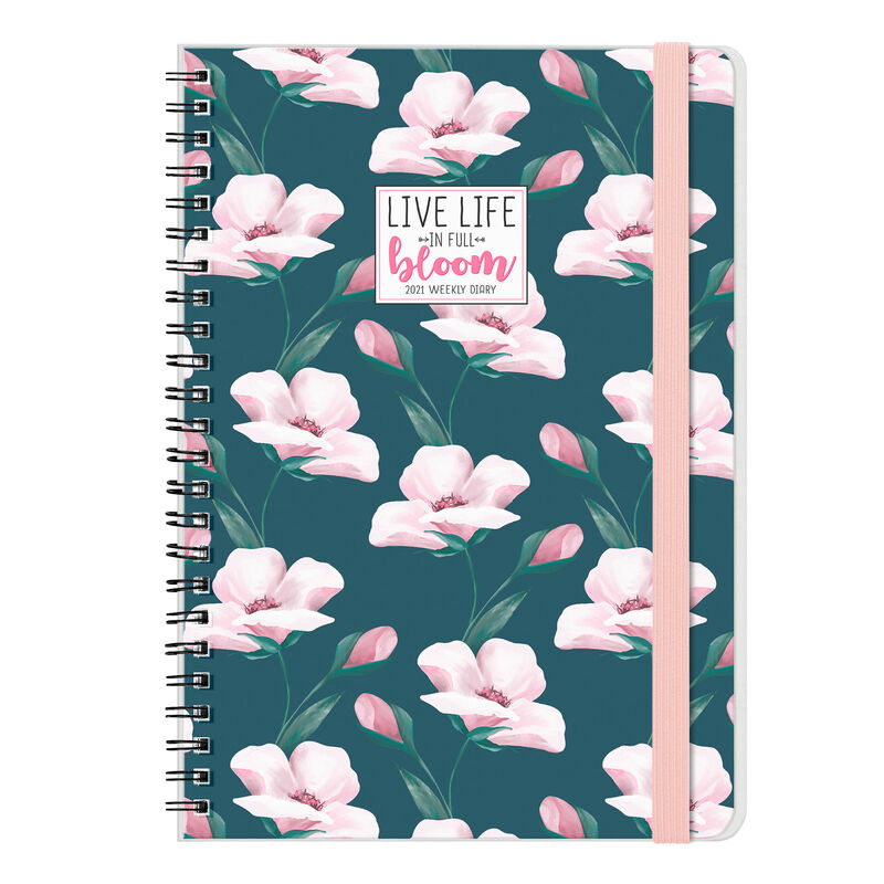 AGENDA 12 MESI SETTIMANALE LARGE SPIRALATA -2021 - FLOWERS