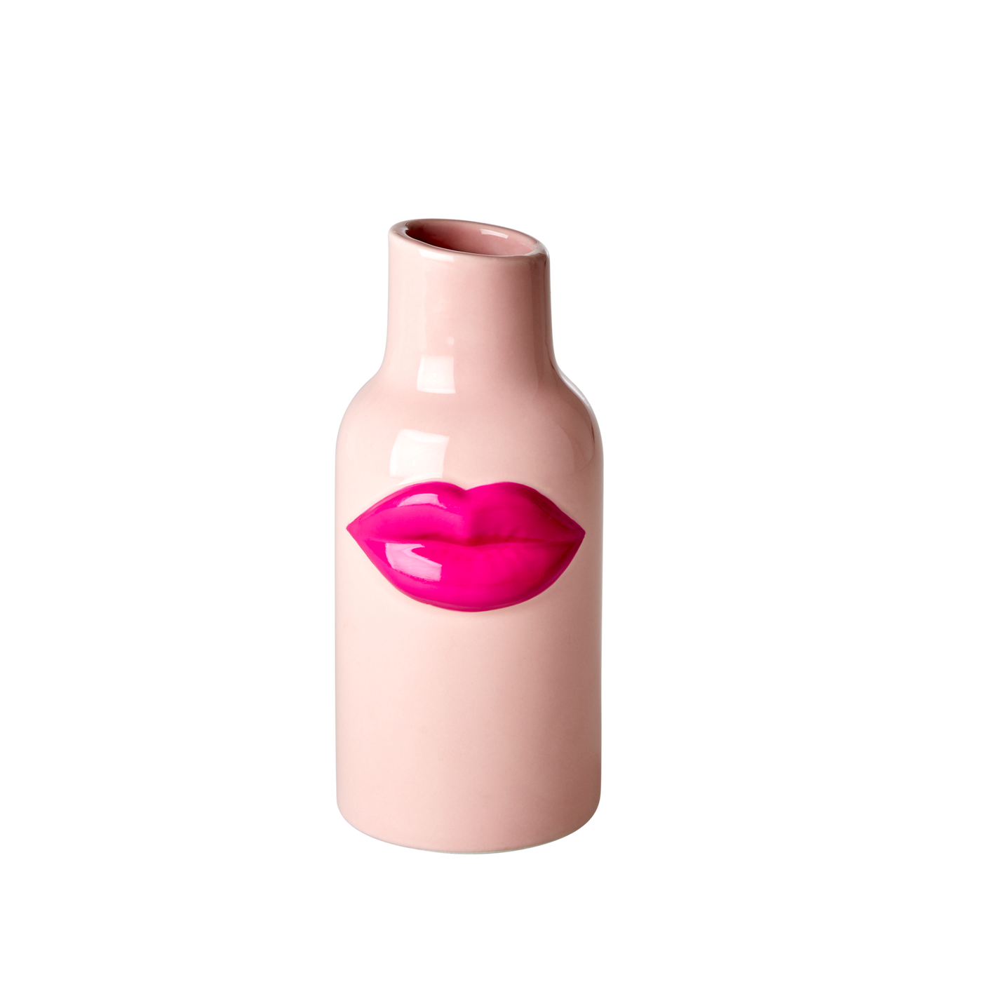 VASO ROSA IN CERAMICA CON LABBRA FUCSIA - SMALL