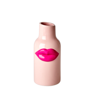 CERAMIC VASE WITH FUCSIA LIPS - SMALL