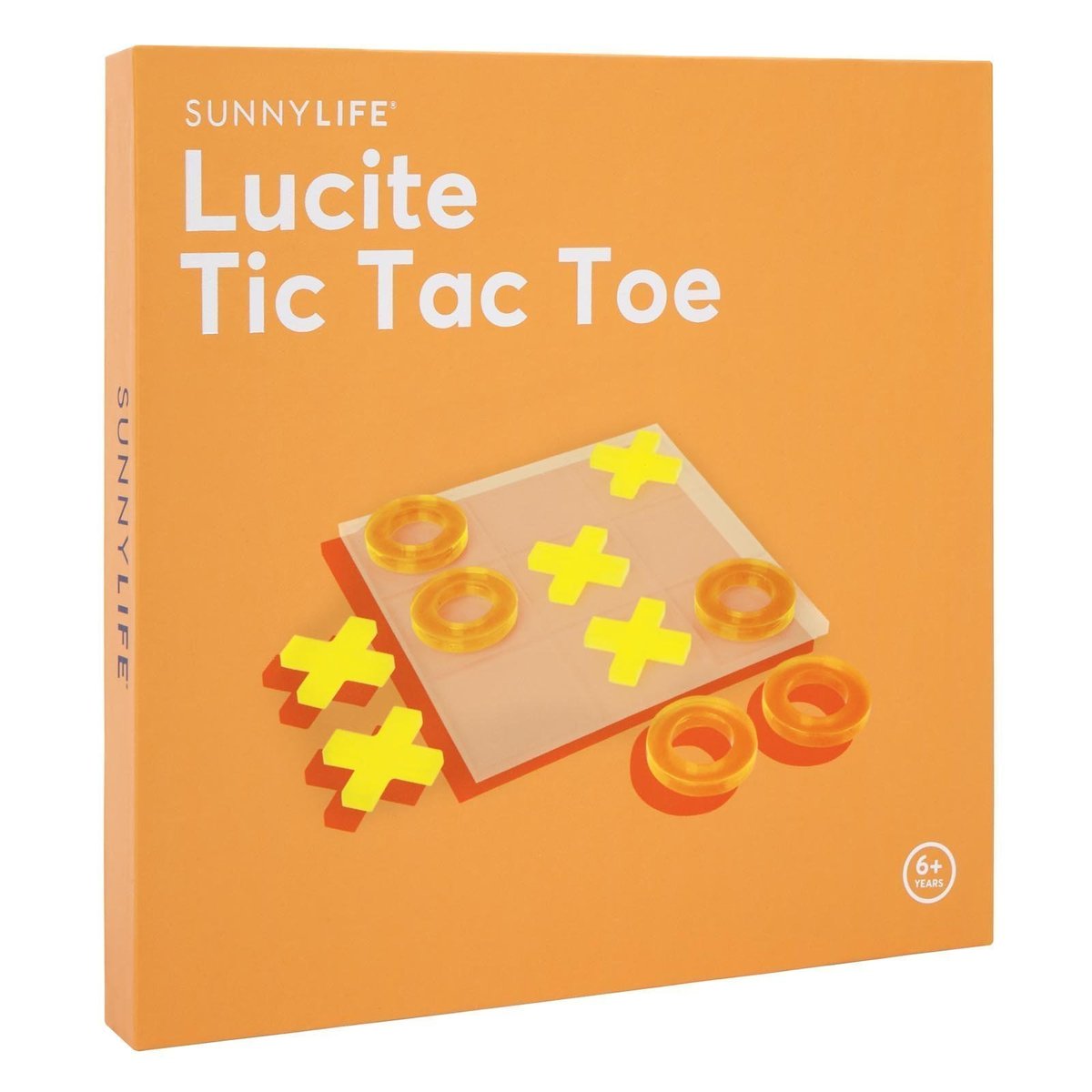 LUCITE TIC TAC TOE NEON ORANGE