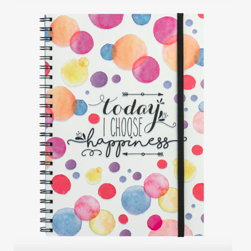 NOTEBOOK WITH SPIRAL MAXI - HAPPINESS