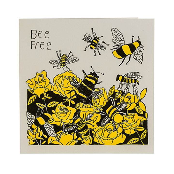 HANDPRINTED CARD - BEE FREE