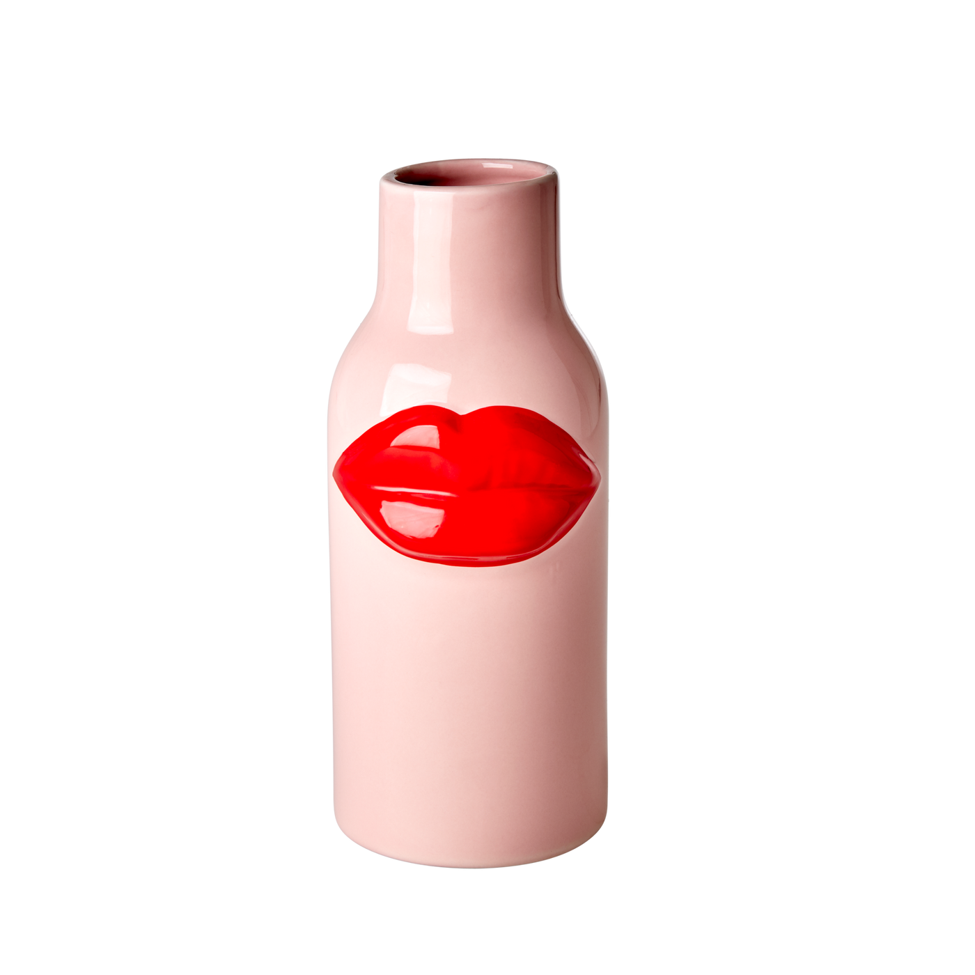 VASO ROSA IN CERAMICA CON LABBRA ROSSE - LARGE