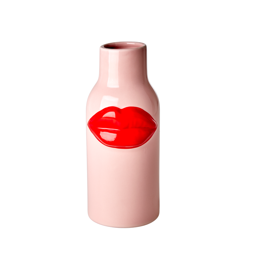 CEVASO ROSA IN CERAMICA CON LABBRA ROSSE - LARGE