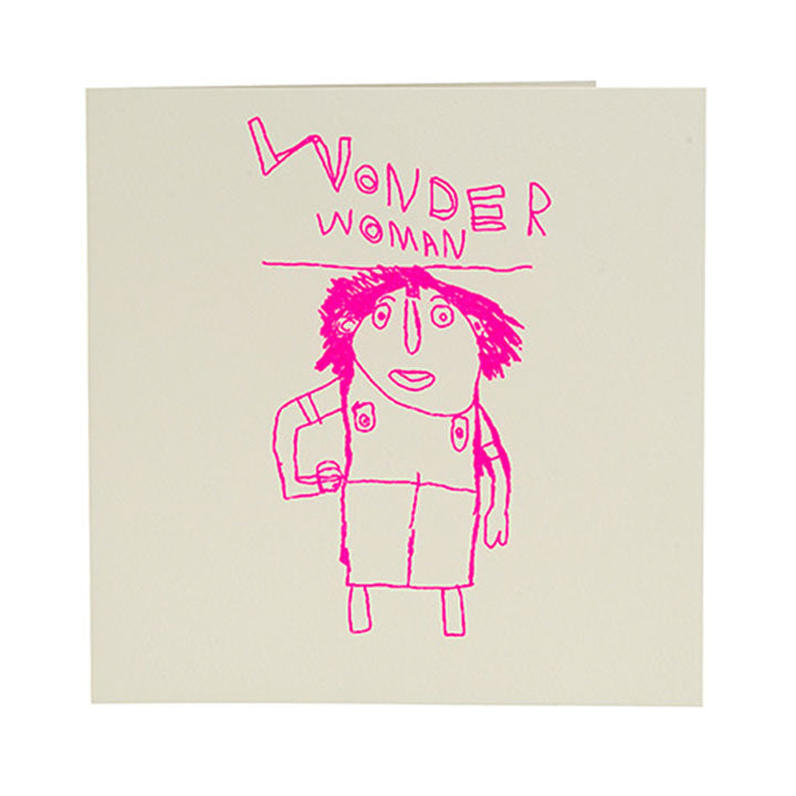 HANDPRINTED CARD - WONDER WOMAN