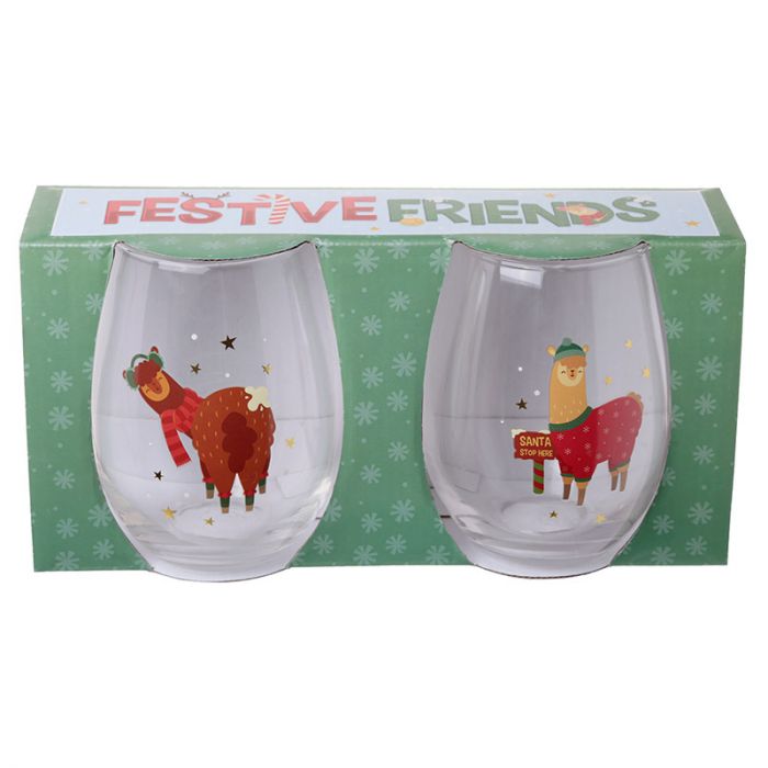 SET 2 BICCHIERI - LAMA - AMICI DEL NATALE