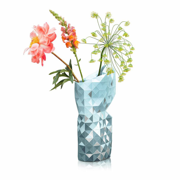 PAPER VASE COVER GREY WITH SILVER SEGMENTS