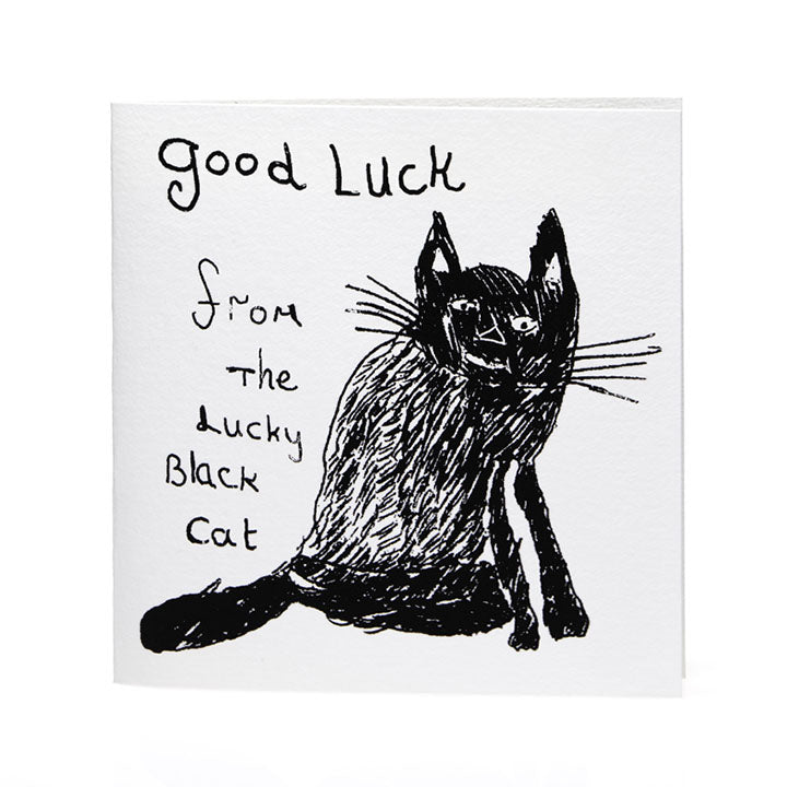HANDPRINTED CARD - BLACK CAT