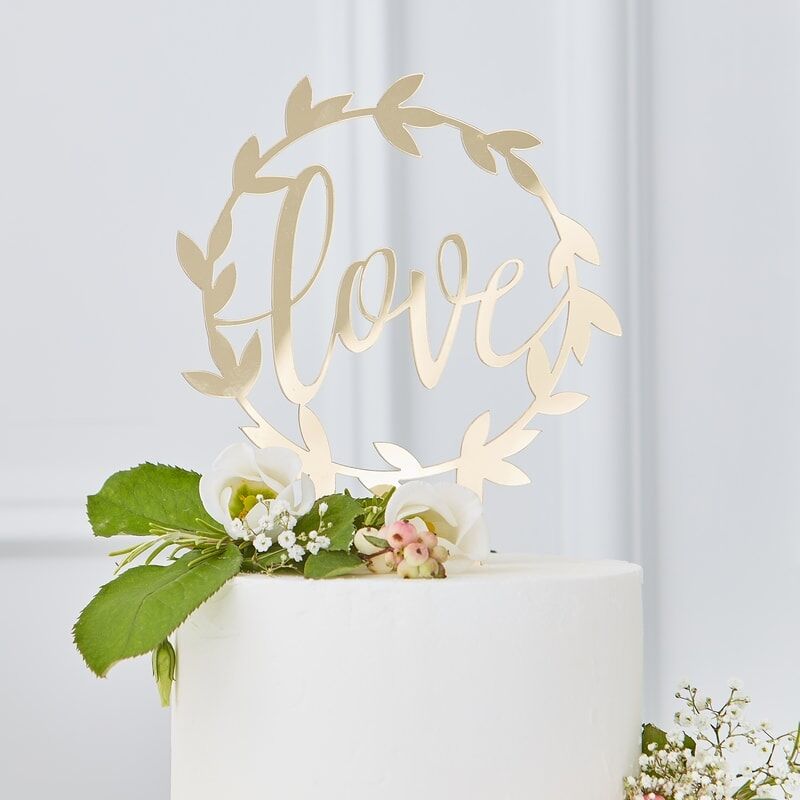LOVE GOLD WEDDING CAKE TOPPER