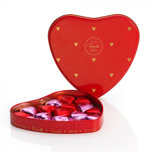 SAN VALENTINO SCATOLA CUORE METALLO VENCHI CON CIOCCOLATINI 