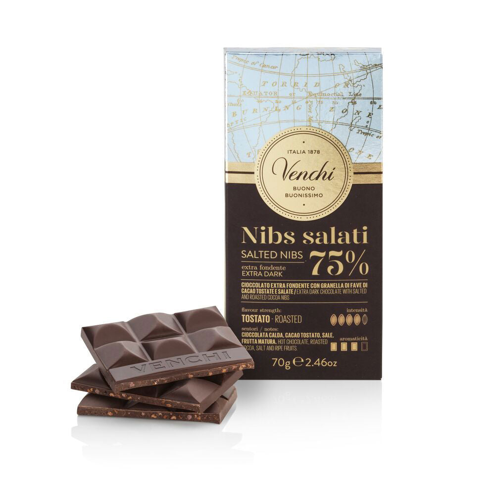 TAVOLETTA VENCHI EXTRA FONDENTE CON NIBS SALATI
