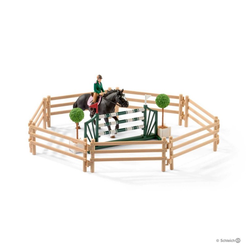 SCUOLA DI EQUITAZIONE horse club SCHLEICH in resina 42389 CON CAVALLI E CAVALLERIZZE
