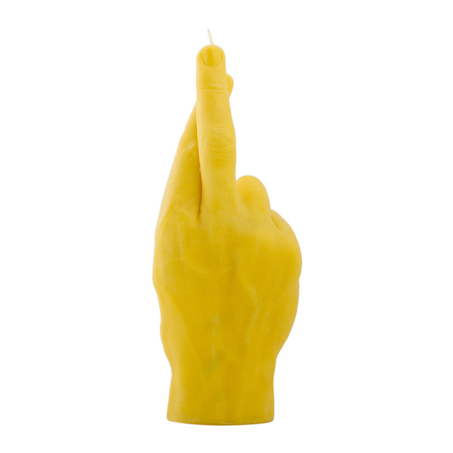 CROSSED FINGERS CANDLEHAND - YELLOW