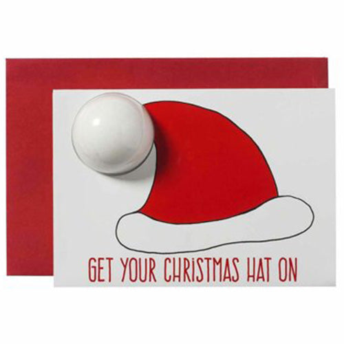 GREETING CARDS SANTA HAT CARD - BIGLIETTO AUGURI