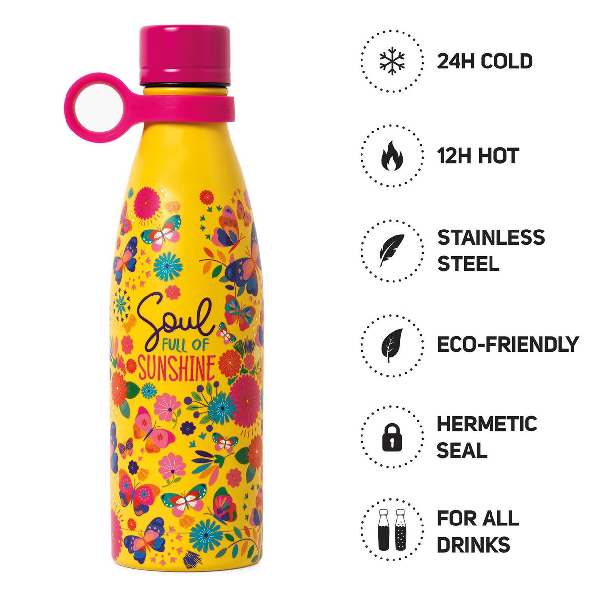 bottiglia termica - hot & cold vacum bottle butterfly 500ml