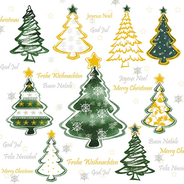 TOVAGLIOLI CARTA NATALE PAINTED TREES GREEN