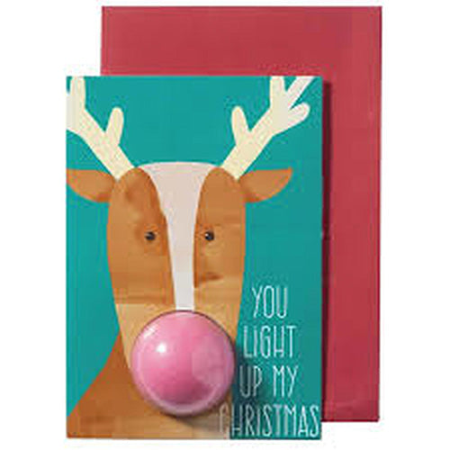 GREETING CARDS LIGHT UP MY CHRISTMAS RUDOLPH CARD - BIGLIETTO AUGURI