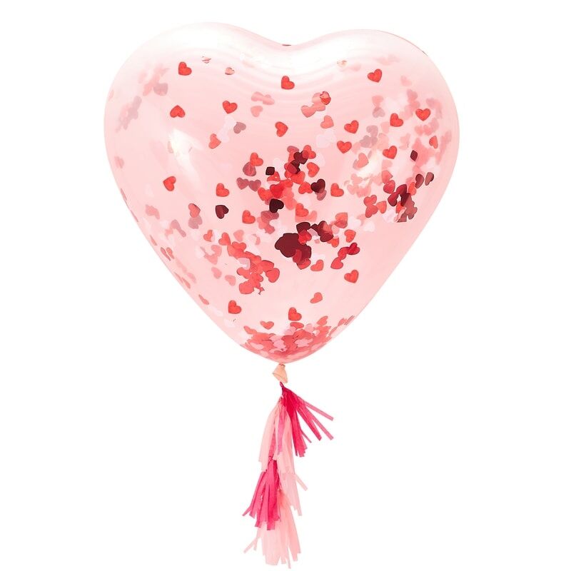 GIANT HEART BALLOON  PINK & RED CONFETTI