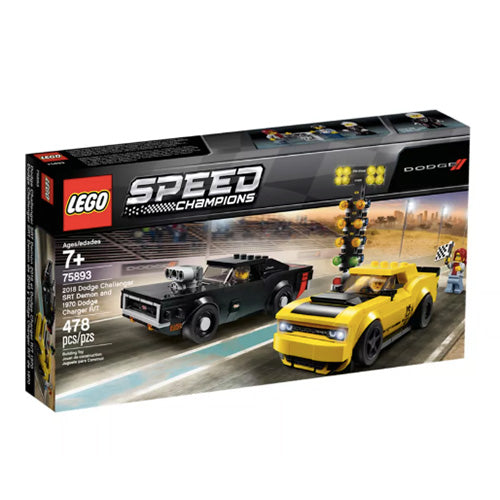 DODGE CHALLENGER 2018 SRT DEMON AND 1970 DODGE CHARGER R/T LEGO SPEED CHAMPIONS 75893
