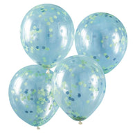 BALLOONS GREEN AND BLUE CONFETTI